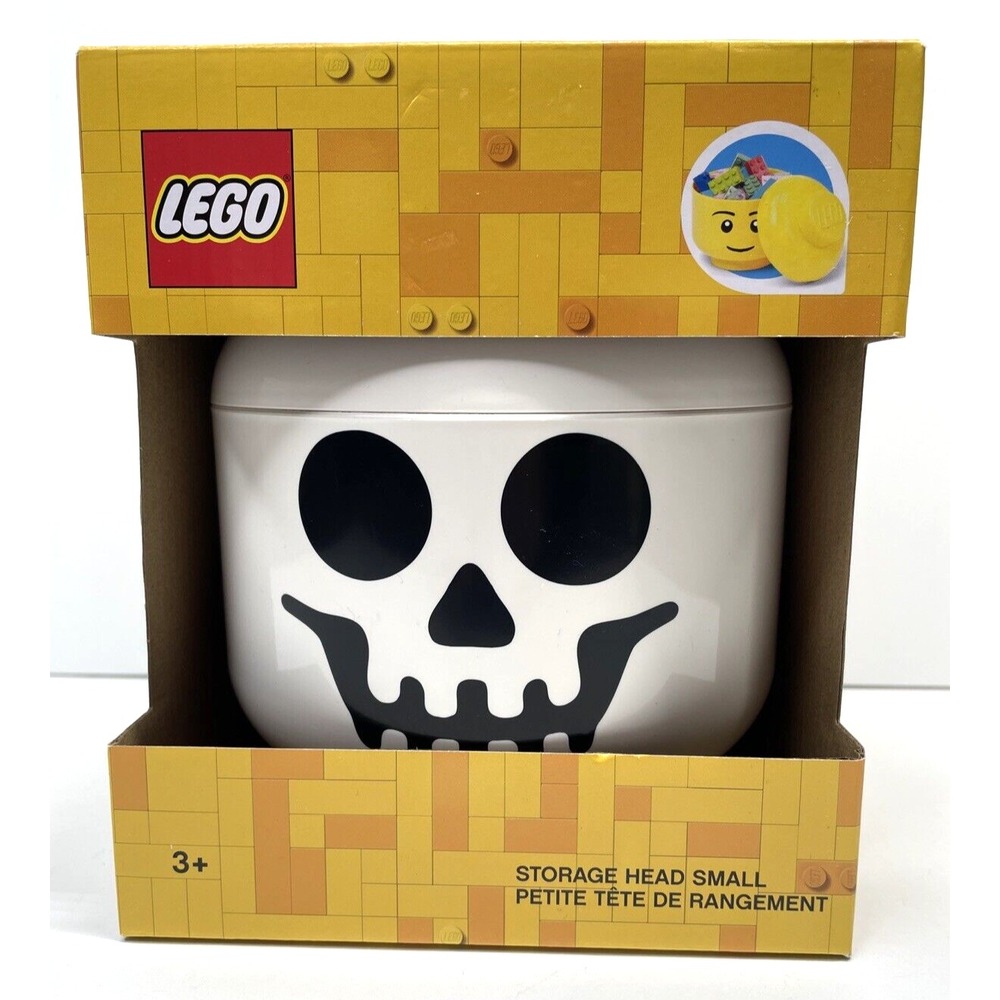 NEW LEGO Head Skeleton Skull Small Storage Container Halloween Candy Bowl w/ Lid
